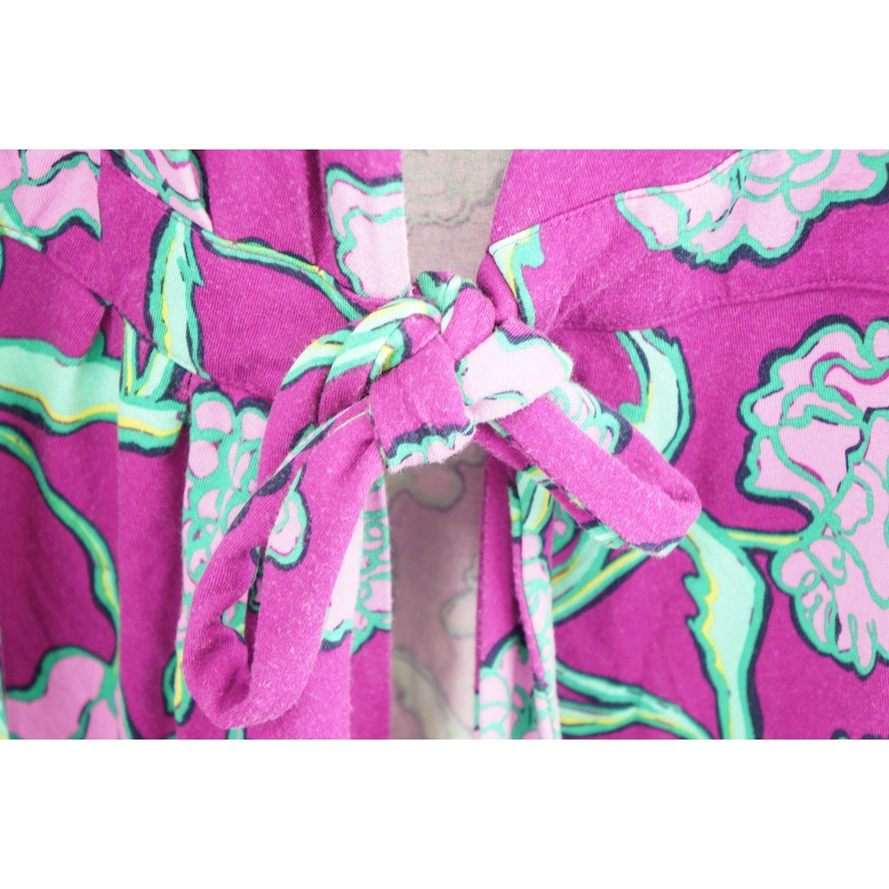 Lilly Pulitzer Dress Women Medium Purple Floral Front Tie Rayon Blend Excellent - Picture 3 of 5